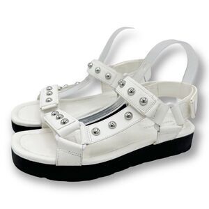 Marc Fisher Kizzy Sandal White Studded‎ Platform Chunky Strap Sz 8